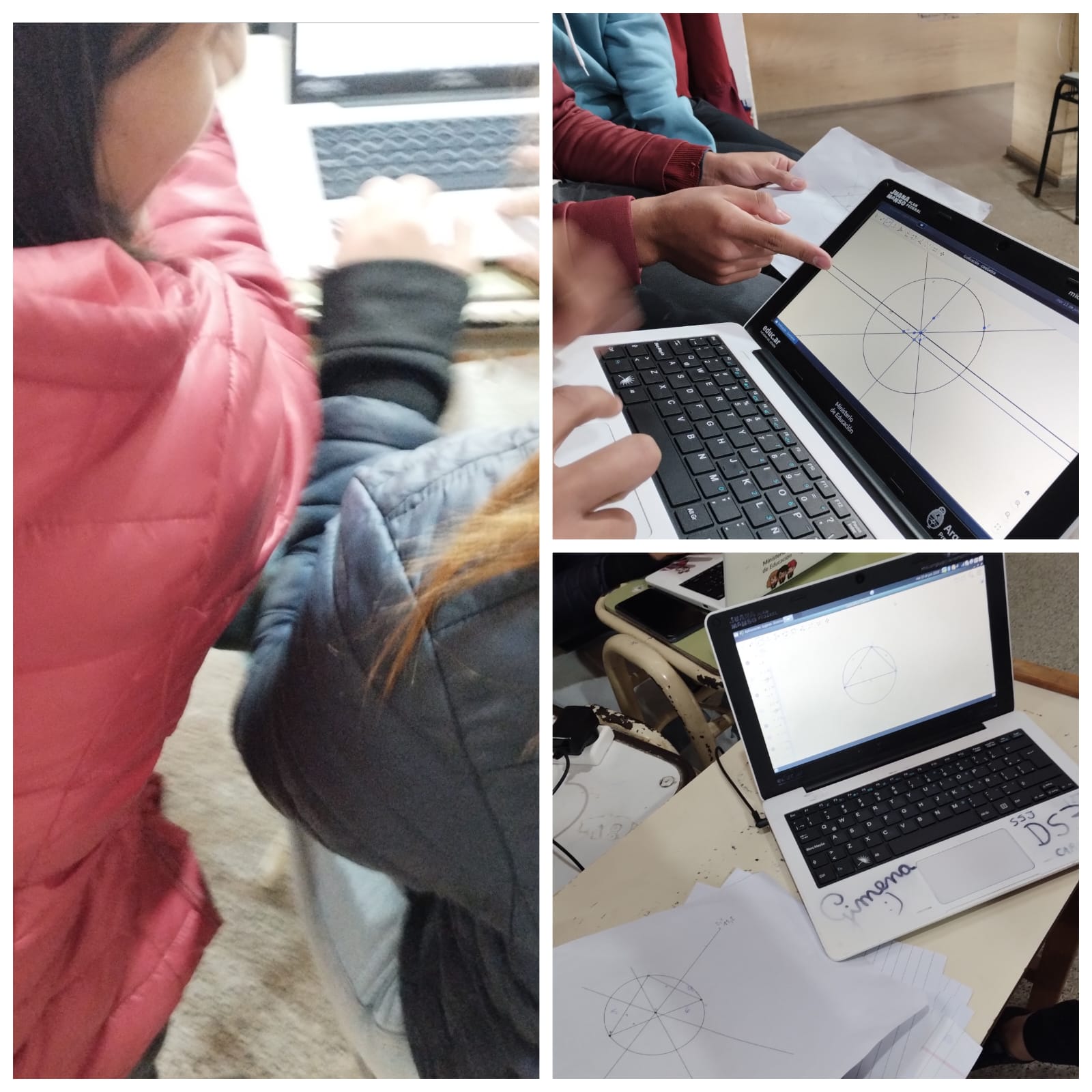 Alumnos realizando una actividad de geometría en sus computadora