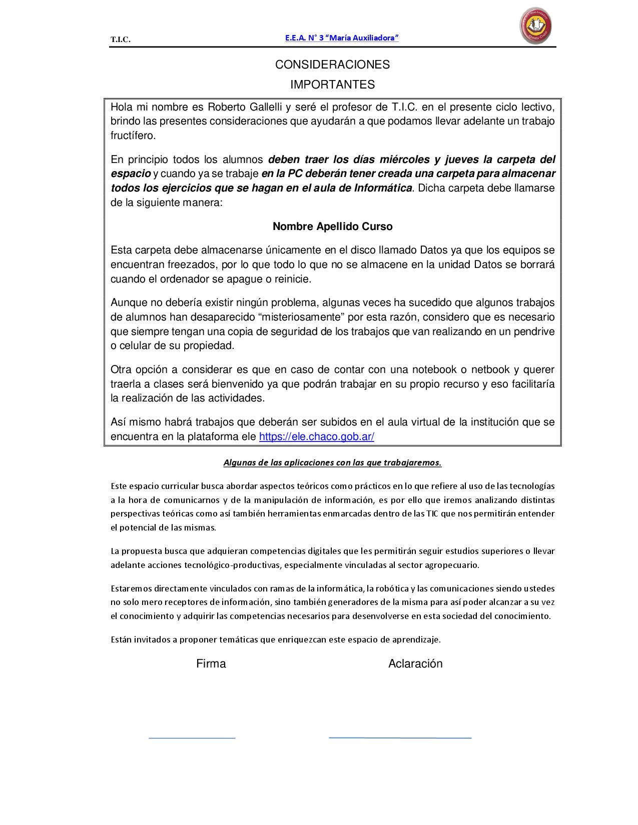 Consideraciones Importantes